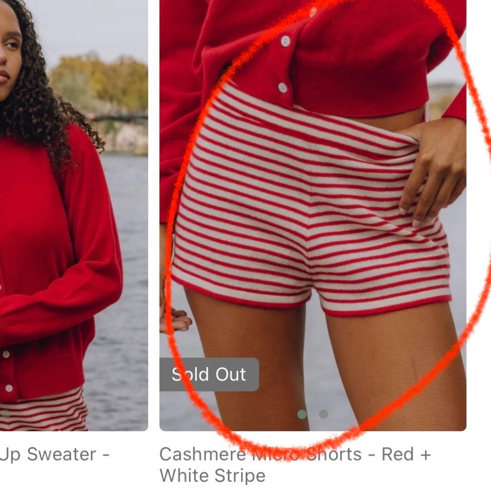 Daily Drills Cashmere Micro Shorts - Red + White Stripes M/L